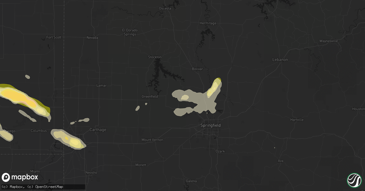 Hail map in Walnut Grove, MO on June 25, 2026