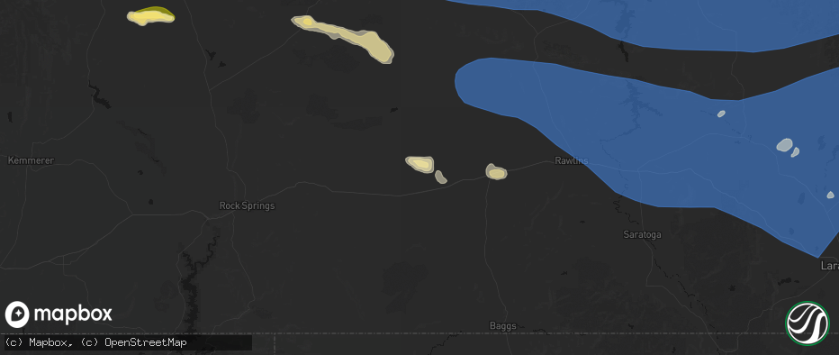 Hail map in Wamsutter, WY on June 25, 2026