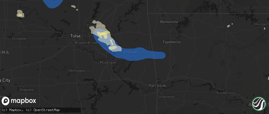 Hail map in Welling, OK on June 25, 2026
