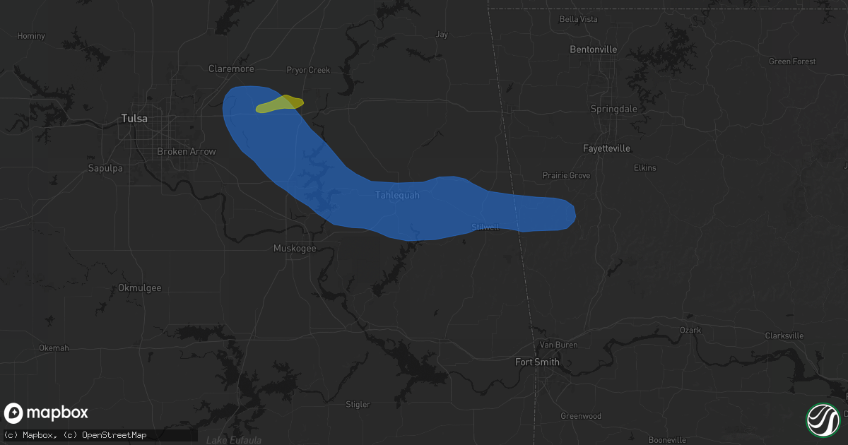 Hail map in Welling, OK on June 25, 2026