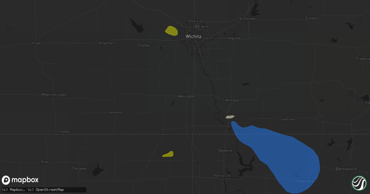 Hail map in Wellington, KS on June 25, 2026