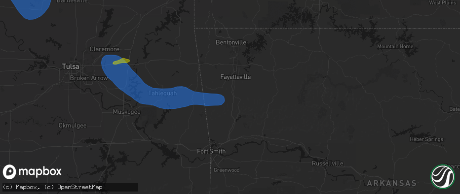 Hail map in West Fork, AR on June 25, 2026