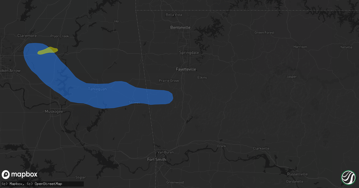 Hail map in West Fork, AR on June 25, 2026