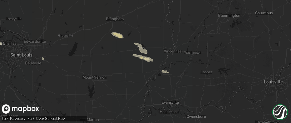 Hail map in West Salem, IL on June 25, 2026