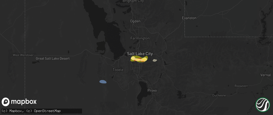 Hail map in West Valley City, UT on June 25, 2026
