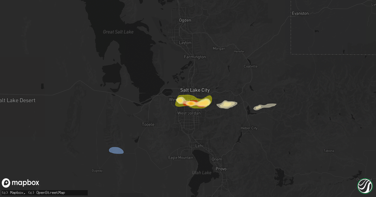 Hail map in West Valley City, UT on June 25, 2026