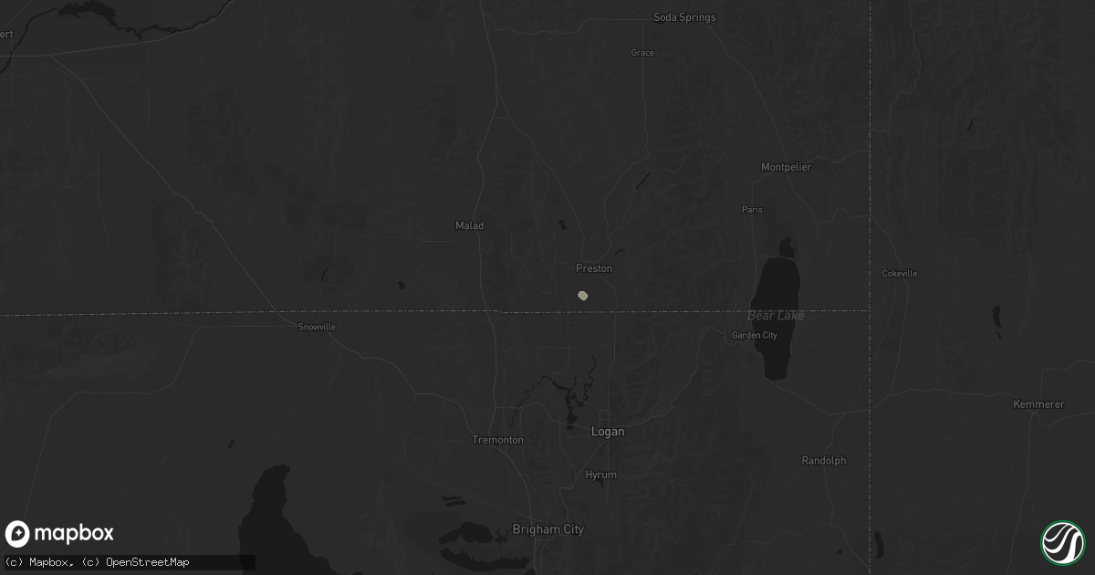 Hail map in Weston, ID on June 25, 2026