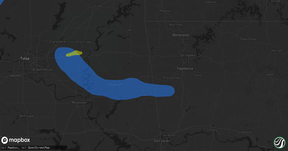 Hail map in Westville, OK on June 25, 2026