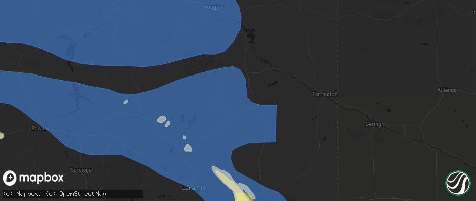 Hail map in Wheatland, WY on June 25, 2026