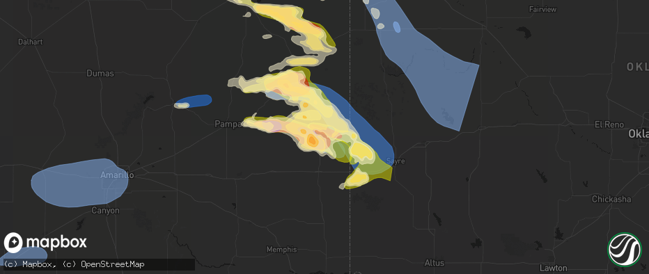 Hail map in Wheeler, TX on June 25, 2026