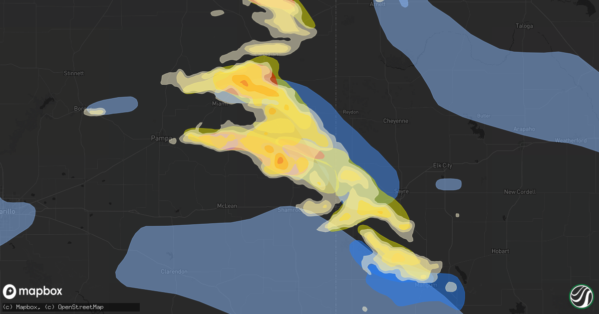 Hail map in Wheeler, TX on June 25, 2026