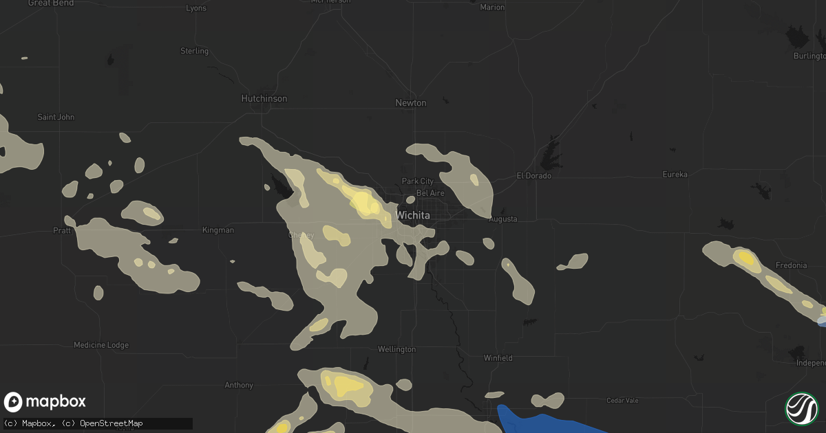 Hail map in Wichita, KS on June 25, 2026