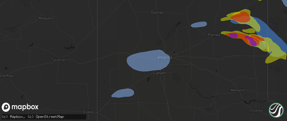 Hail map in Wildorado, TX on June 25, 2026