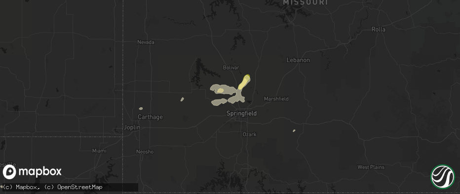 Hail map in Willard, MO on June 25, 2026
