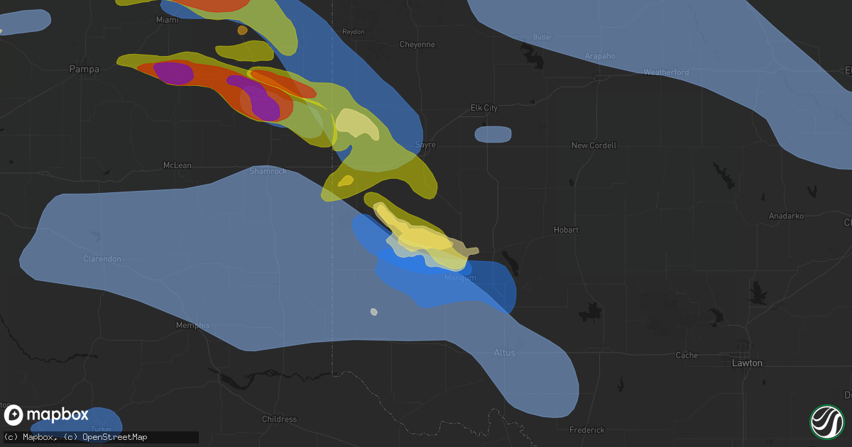 Hail map in Willow, OK on June 25, 2026