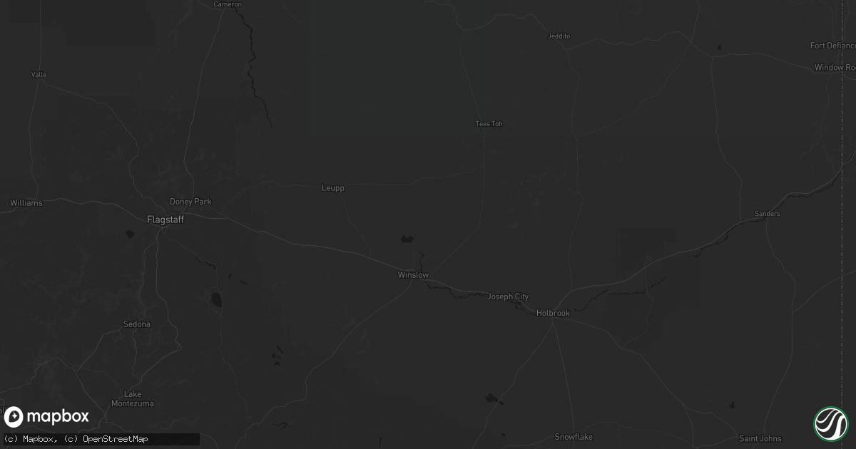 Hail map in Winslow, AZ on June 25, 2026
