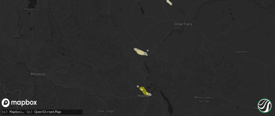 Hail map in Wolf Creek, MT on June 25, 2026