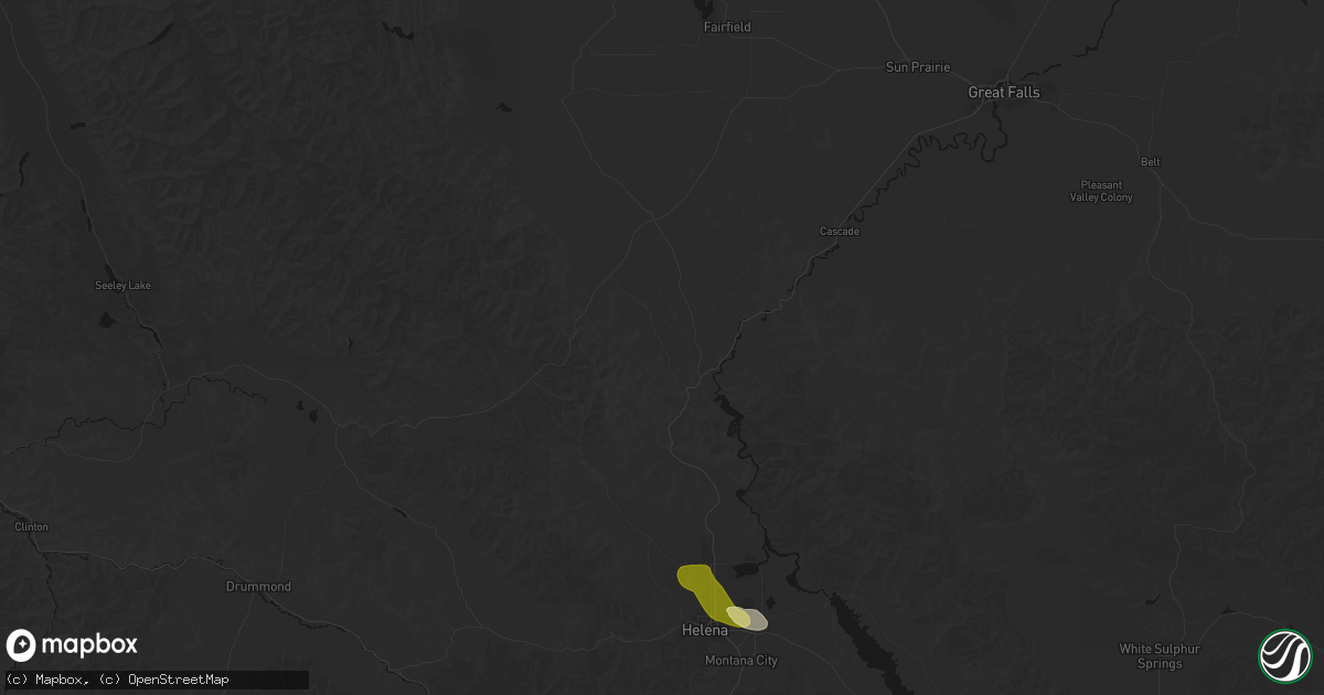 Hail map in Wolf Creek, MT on June 25, 2026