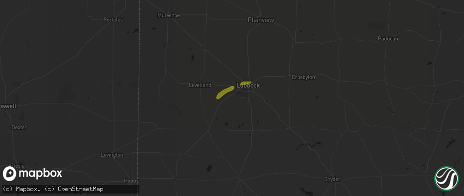 Hail map in Wolfforth, TX on June 25, 2026