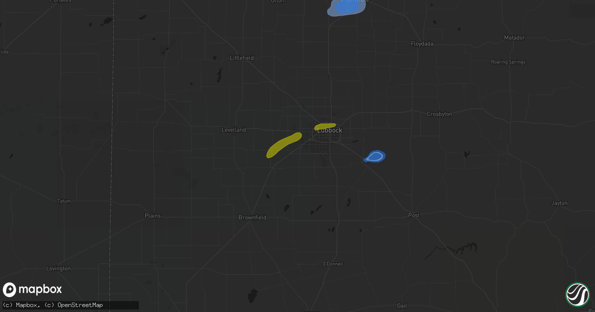 Hail map in Wolfforth, TX on June 25, 2026