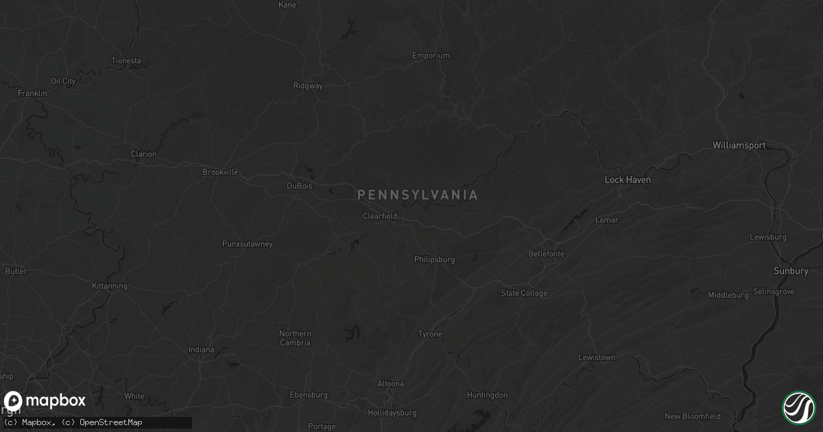 Hail map in Woodland, PA on June 25, 2026