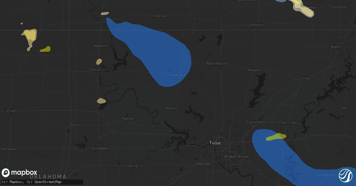 Hail map in Wynona, OK on June 25, 2026