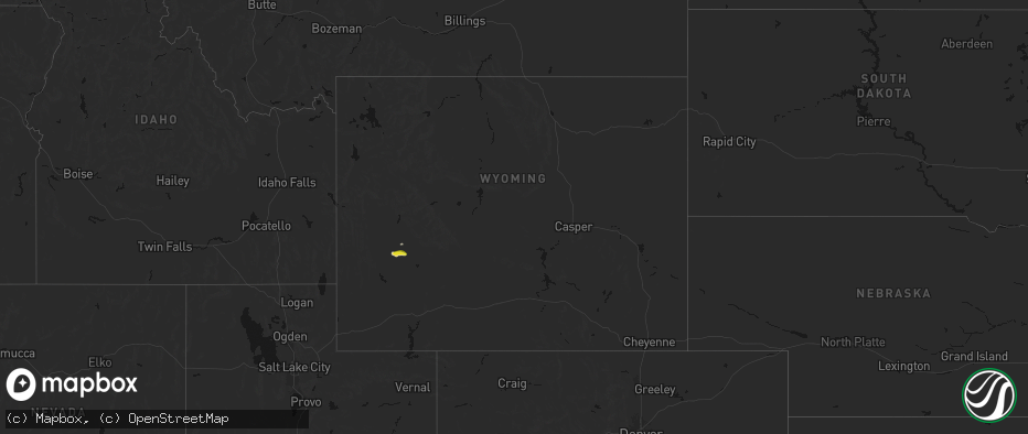 Hail map in Wyoming on June 25, 2026