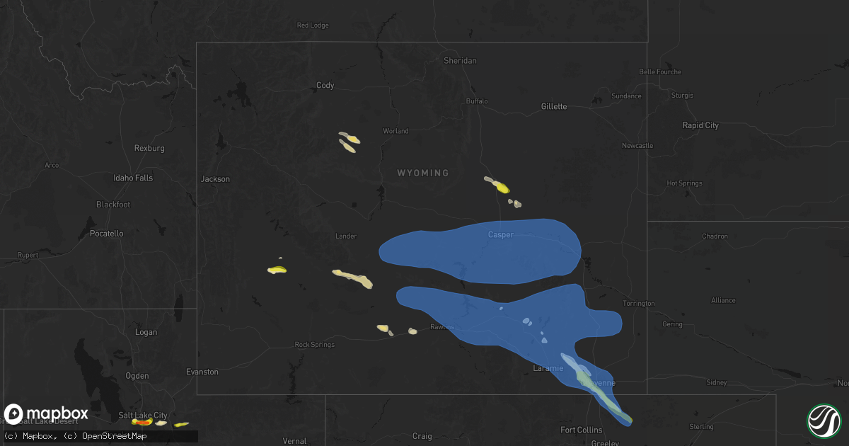 Hail map in Wyoming on June 25, 2026