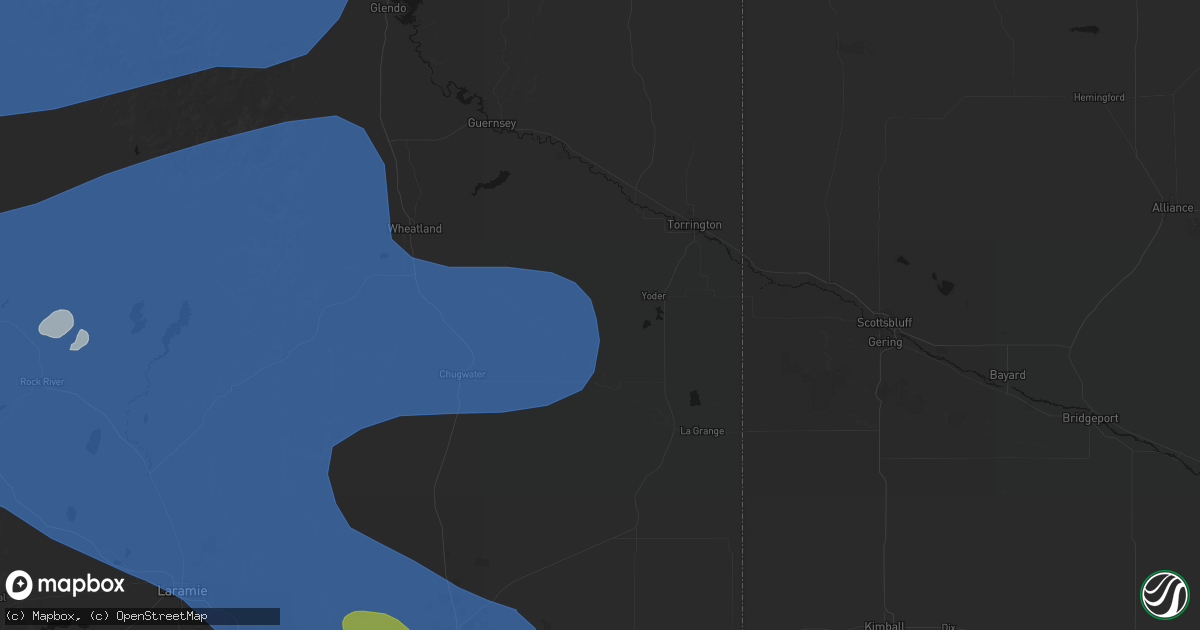 Hail map in Yoder, WY on June 25, 2026