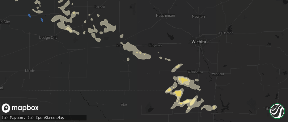 Hail map in Zenda, KS on June 25, 2026