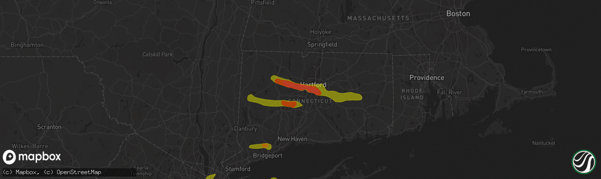Hail map in Farmington, CT on June 26, 2009