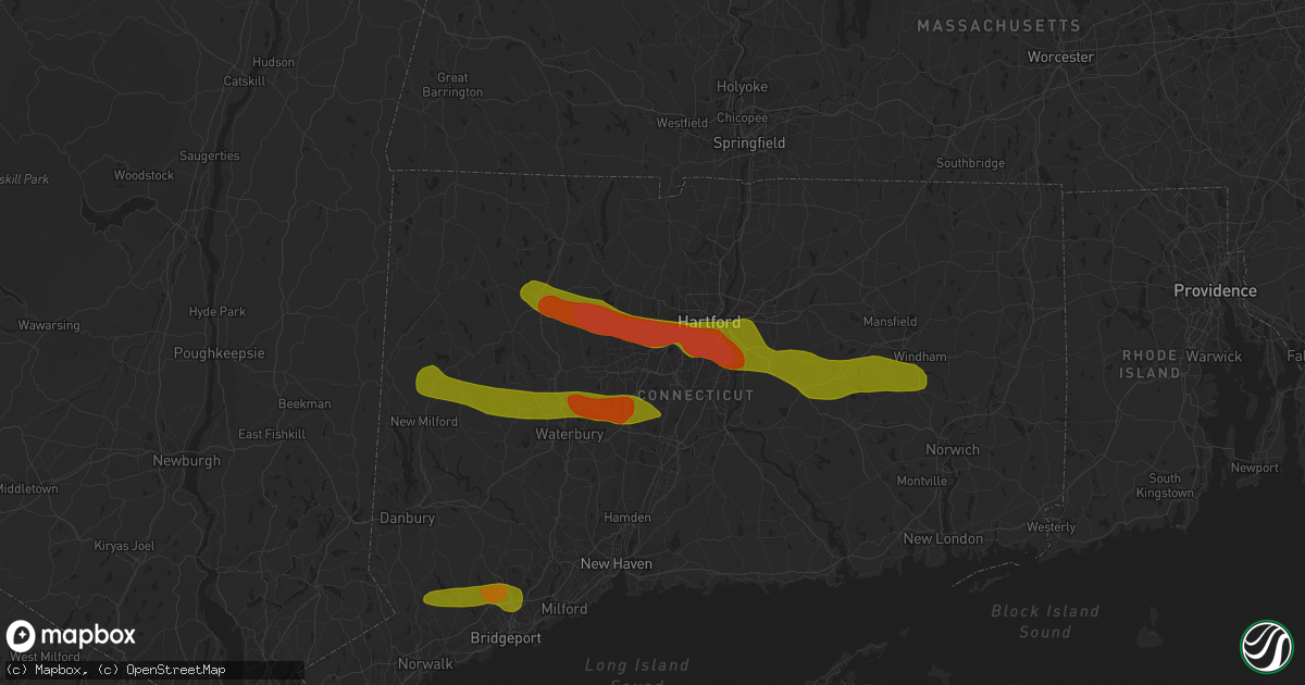Hail map in Farmington, CT on June 26, 2009