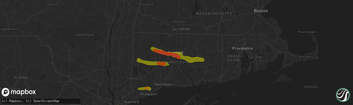 Hail map in Hartford, CT on June 26, 2009