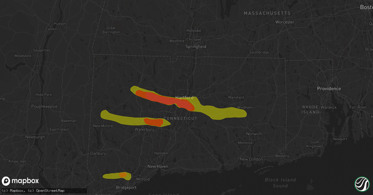 Hail map in Hartford, CT on June 26, 2009