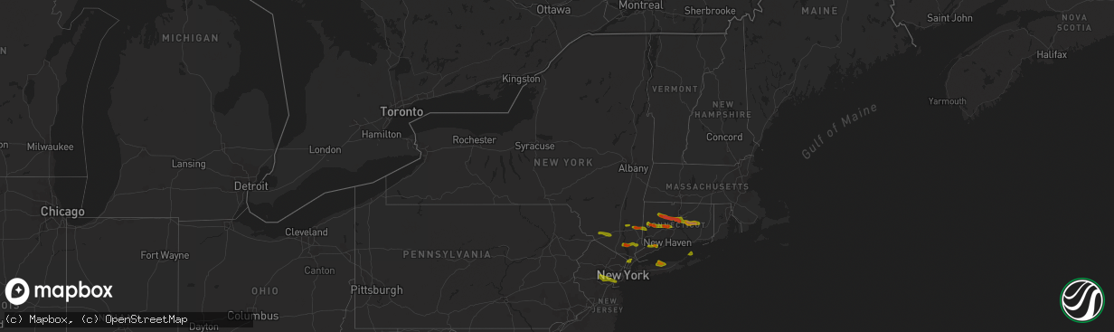 Hail map in New York on June 26, 2009