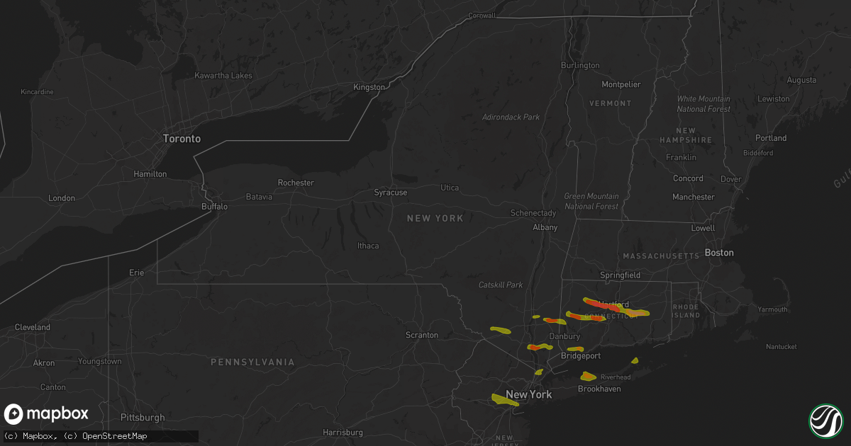 Hail map in New York on June 26, 2009