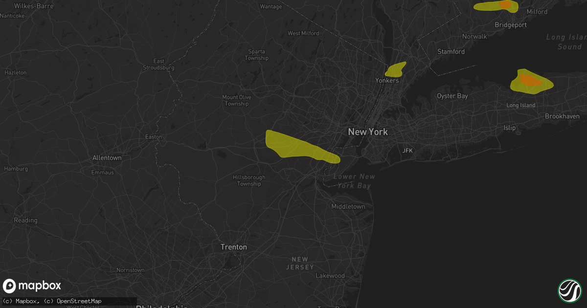 Hail map in Plainfield, NJ on June 26, 2009