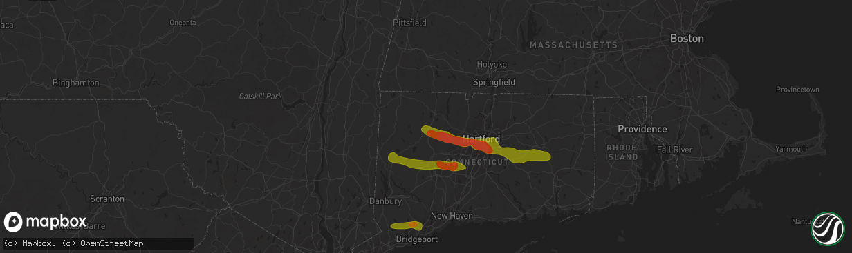 Hail map in Torrington, CT on June 26, 2009