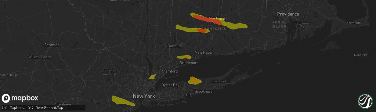 Hail map in Trumbull, CT on June 26, 2009