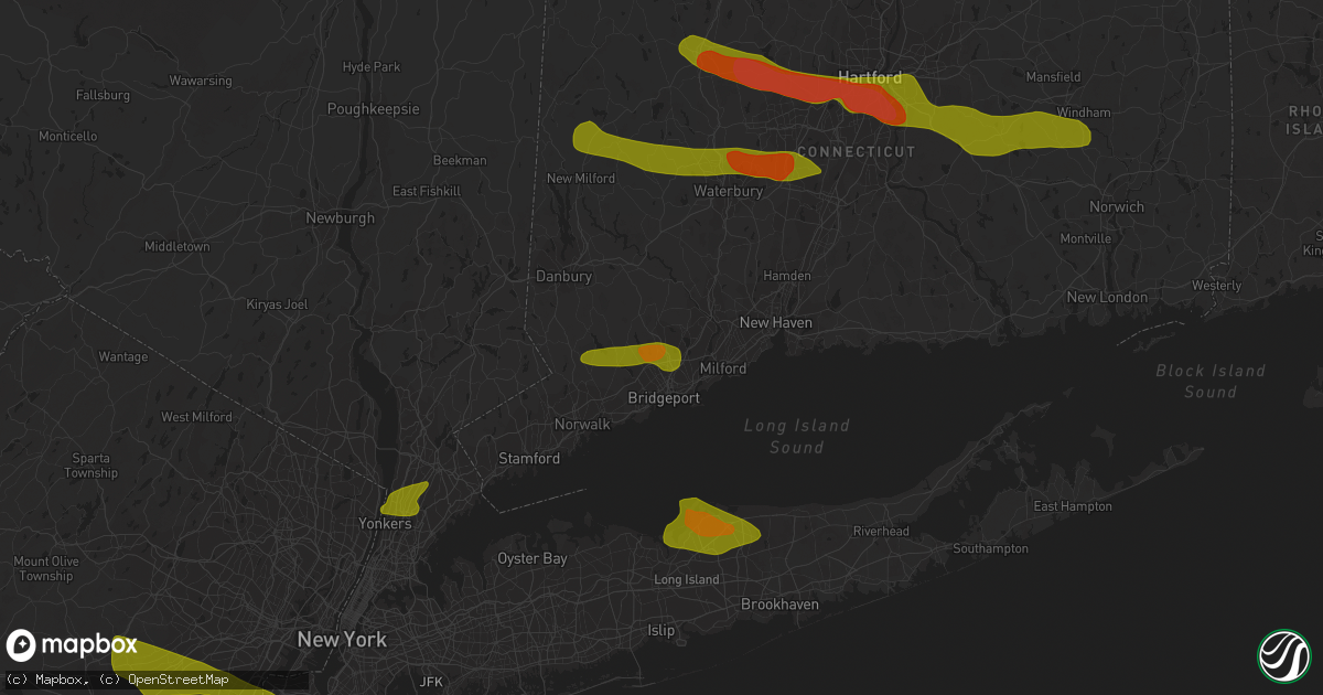 Hail map in Trumbull, CT on June 26, 2009