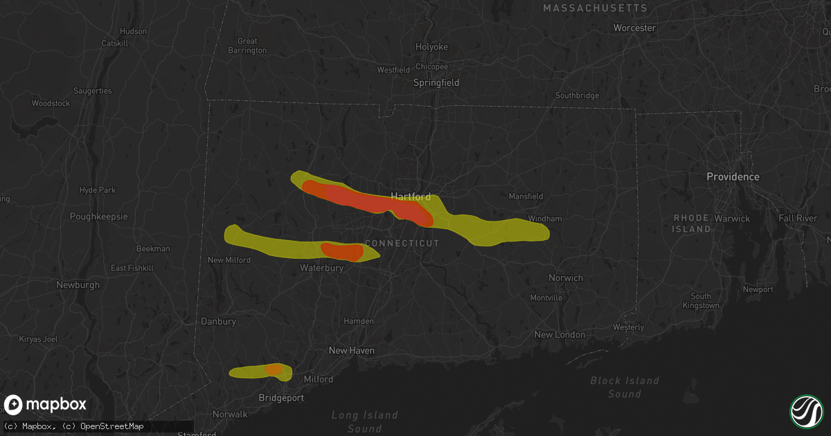 Hail map in Wethersfield, CT on June 26, 2009
