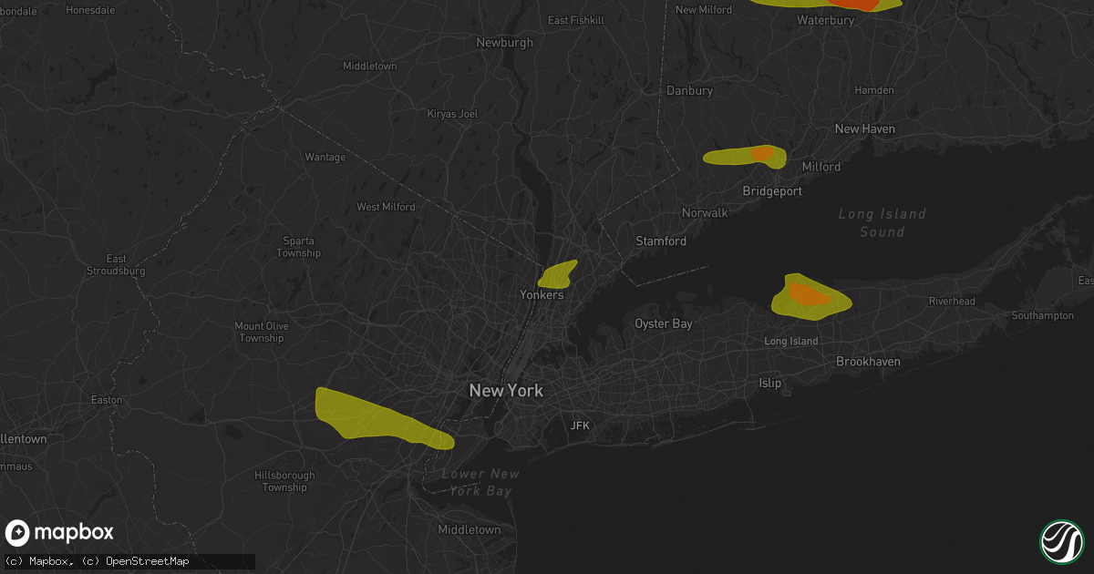 Hail map in Yonkers, NY on June 26, 2009