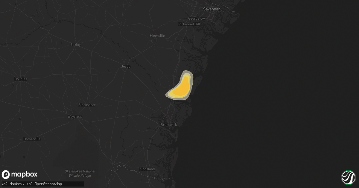 Hail map in Darien, GA on June 26, 2013