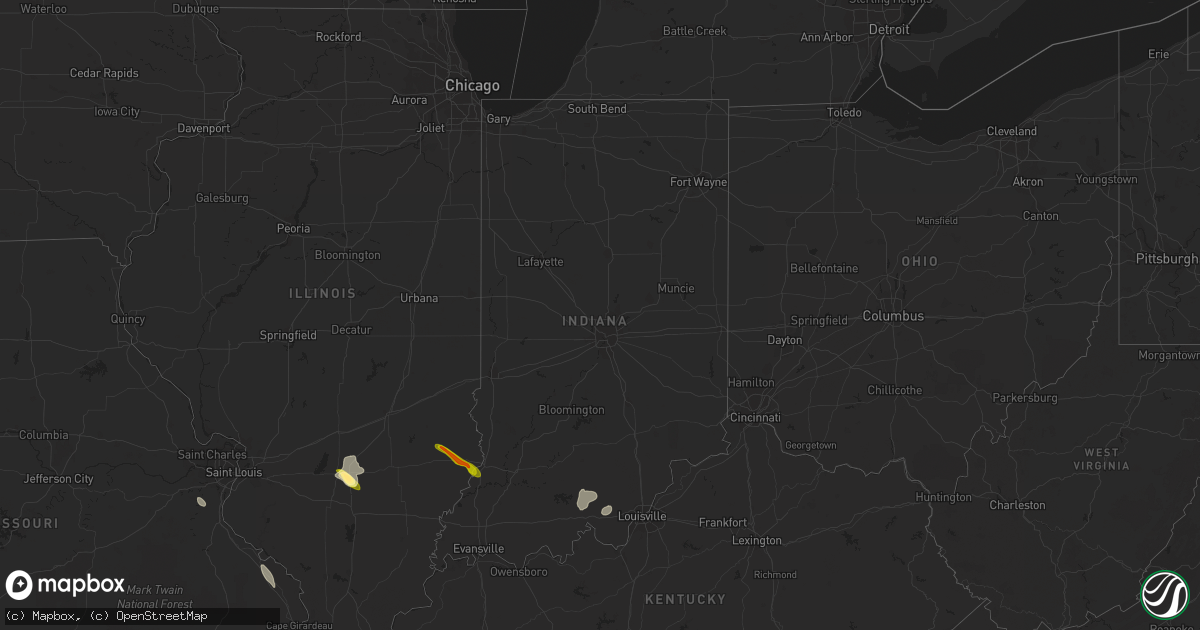 Hail map in Indiana on June 26, 2013