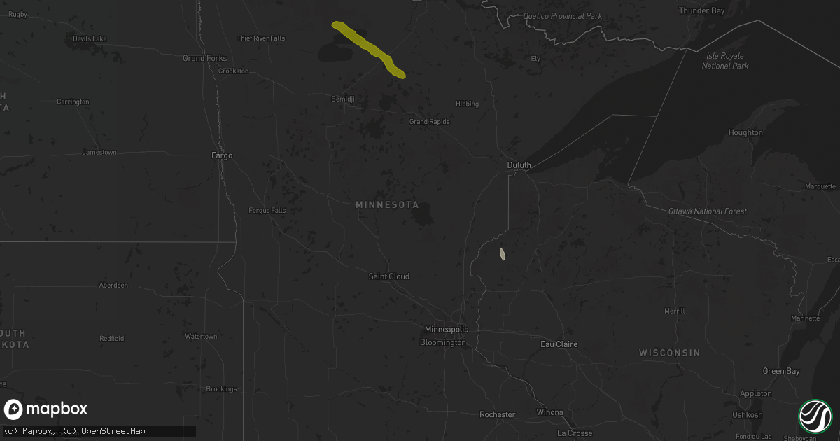 Hail map in Minnesota on June 26, 2013