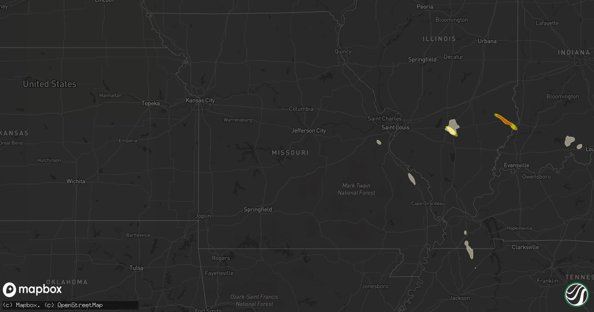 Hail map in Missouri on June 26, 2013