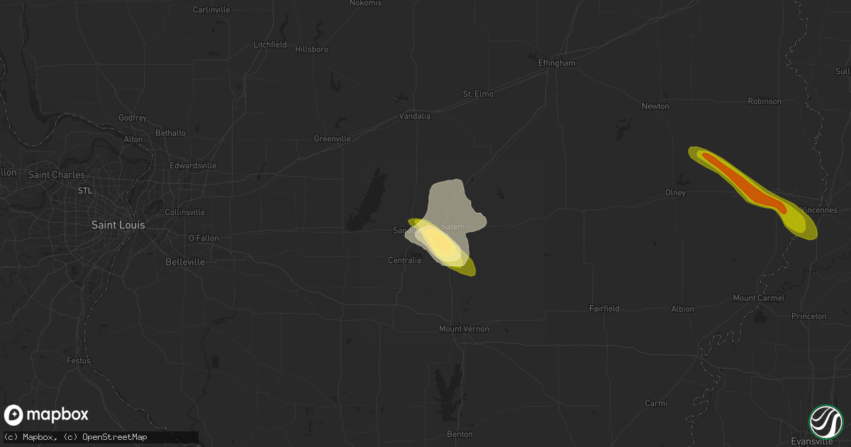 Hail map in Odin, IL on June 26, 2013