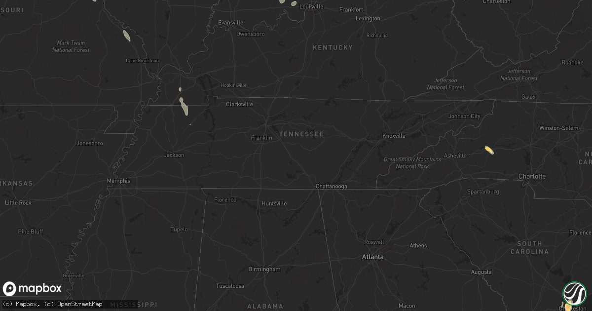 Hail map in Tennessee on June 26, 2013