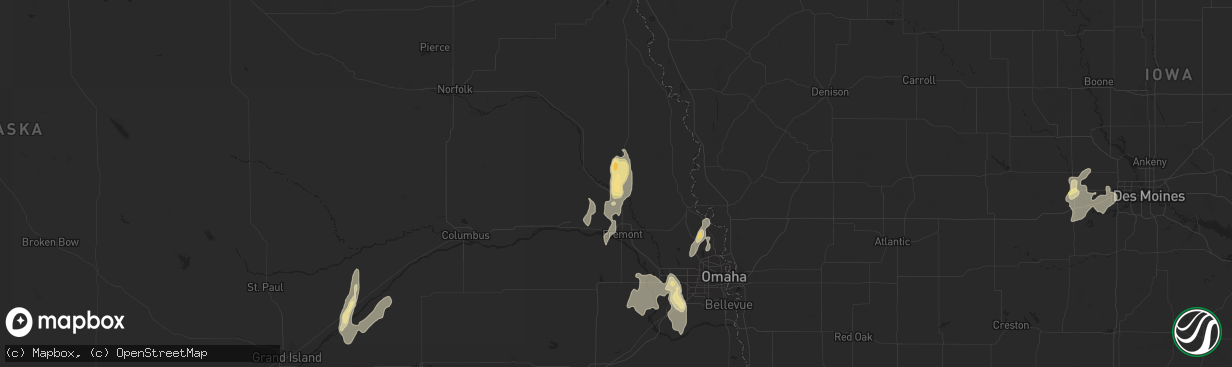 Hail map in Hooper, NE on June 26, 2014