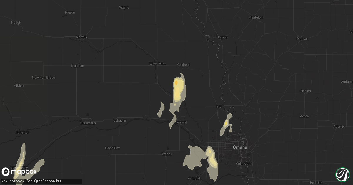 Hail map in Hooper, NE on June 26, 2014